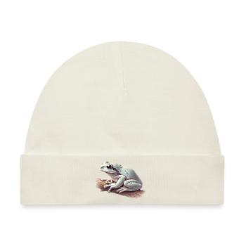 Realistischer Laubfrosch mit Wassertropfen - Baby Premium Organic Mütze - Naturweiß - Vorne