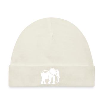 Elefant Silhouette Porträt mit Stoßzähnen - Baby Premium Organic Mütze - Naturweiß - Vorne