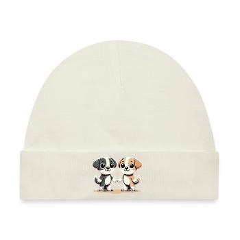 Two Cute Dog Friends Holding Hands - Baby Premium Organic Mütze - Naturweiß - Vorne