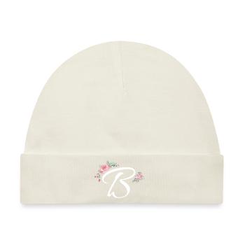 Buchstabe b Blumen - Baby Premium Organic Mütze - Naturweiß - Vorne