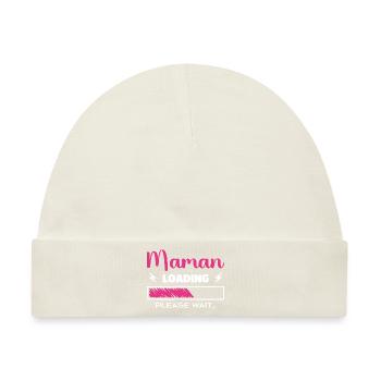 Mama lädt Bitte warten... - Baby Premium Organic Mütze - Naturweiß - Vorne