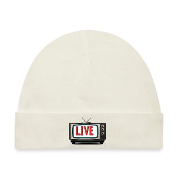Live TV Fernseher Streamer Livestream - Baby Premium Organic Mütze - Naturweiß - Vorne