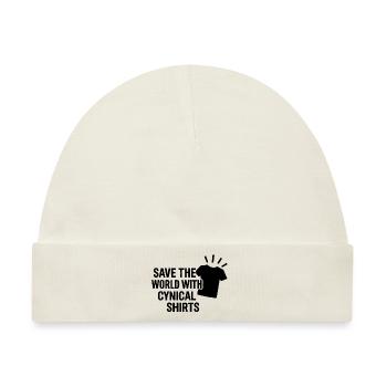 Save the world with cynical T Shirts - Baby Premium Organic Mütze - Naturweiß - Vorne