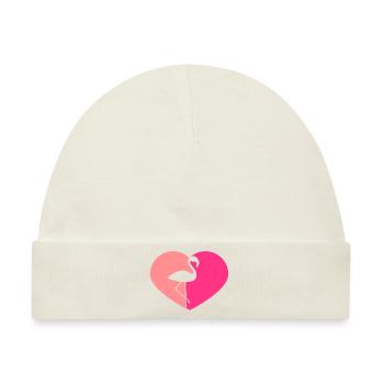 form herz i love liebe silhouette umriss flamingo - Baby Premium Organic Mütze - Naturweiß - Vorne