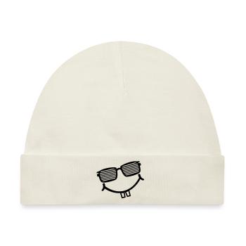 cool smiley with shutter shades - Baby Premium Organic Mütze - Naturweiß - Vorne