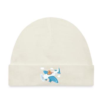 Boo und Flugzeug oo-Serie - Baby Premium Organic Mütze - Naturweiß - Vorne