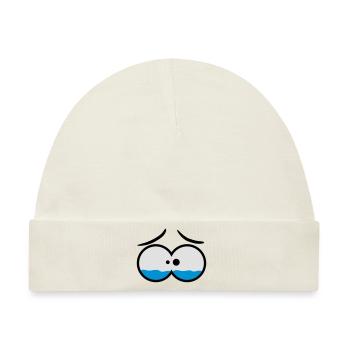Sad Crying Comic Eyes - Baby Premium Organic Mütze - Naturweiß - Vorne
