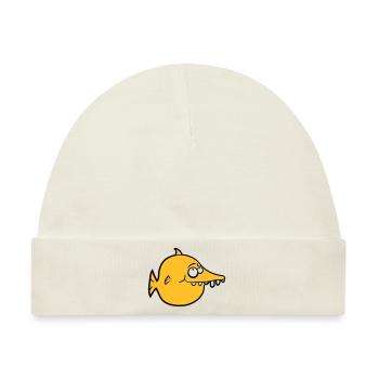dicker runder witziger comic fisch - Baby Premium Organic Mütze - Naturweiß - Vorne