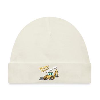 Bagger Brumm Brumm Baustelle Bauarbeiter Junge - Baby Premium Organic Mütze - Naturweiß - Vorne