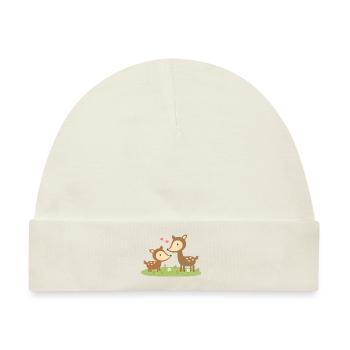 Mutter und Kind, Reh und Reh - Baby Premium Organic Mütze - Naturweiß - Vorne