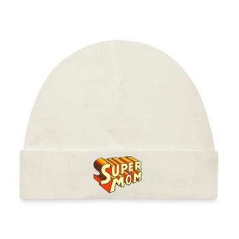 Supermom Love Heart Queen Princess Superstar Logo - Baby Premium Organic Mütze - Naturweiß - Vorne