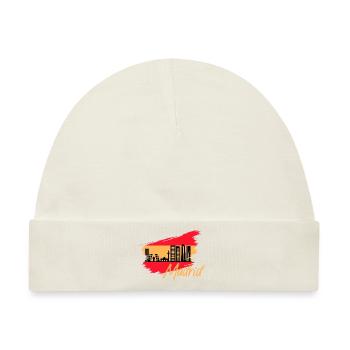Madrid Spanien Flagge Skyline - Baby Premium Organic Mütze - Naturweiß - Vorne