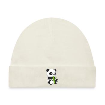 Panda, der Bambus isst - Baby Premium Organic Mütze - Naturweiß - Vorne