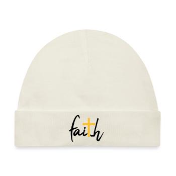 Faith Kreuz Glaube - Baby Premium Organic Mütze - Naturweiß - Vorne