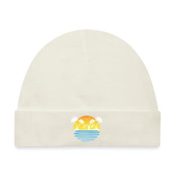 Palmen Sommer Sonne Meer und Strand - Baby Premium Organic Mütze - Naturweiß - Vorne