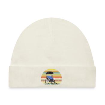 Rikscha Sunset Retro Wiese - Baby Premium Organic Mütze - Naturweiß - Vorne