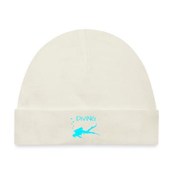 Diving Taucher mit Luftblasen Scuba Diver - Baby Premium Organic Mütze - Naturweiß - Vorne