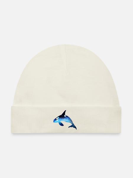 wal,blau,fisch,malerei,kunst,blau,meer - Baby Premium Organic Mütze - Naturweiß