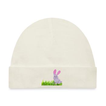 Kaninchen auf Gras - Baby Premium Organic Mütze - Naturweiß - Vorne