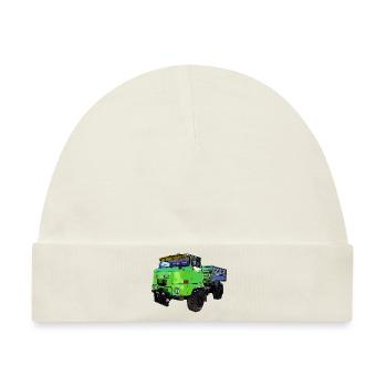 IFA L60 mit Ballonreifen Allrad 4x4 Kipper - Baby Premium Organic Mütze - Naturweiß - Vorne