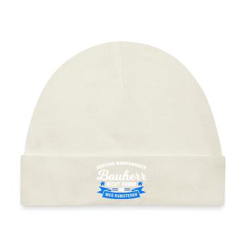 Bauherr Bauherrin Eigenheim Geschenk - Baby Premium Organic Mütze - Naturweiß - Vorne