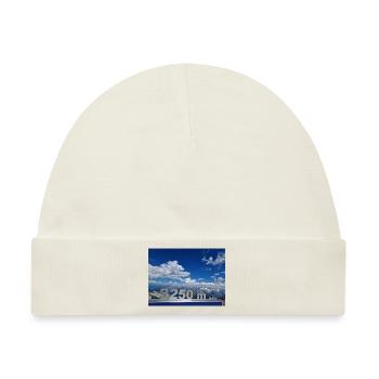 Ausblick vom Hintertuxer Gletscher auf die Alpen - Baby Premium Organic Mütze - Naturweiß - Vorne
