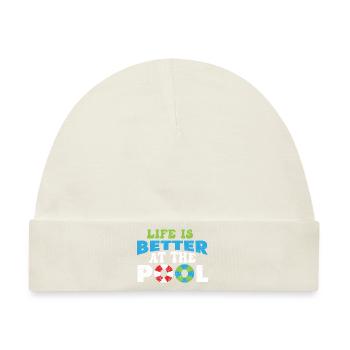 Schwimmer Schwimmen 50 Meter Bahn Brustschwimmen - Baby Premium Organic Mütze - Naturweiß - Vorne