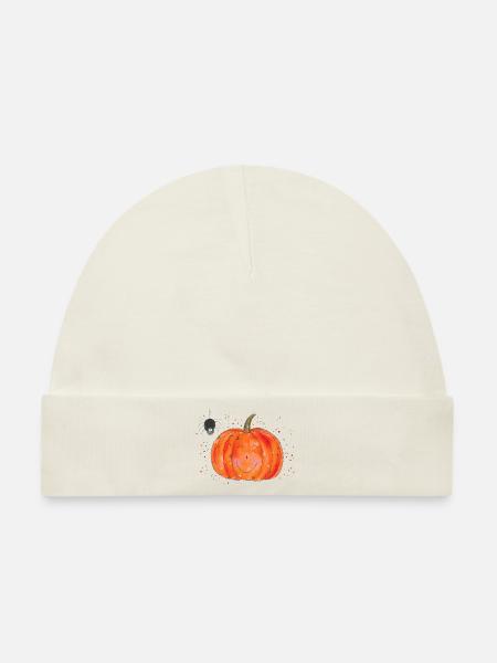 Kürbis Pumpkin Halloween Spinne - Baby Premium Organic Mütze - Naturweiß