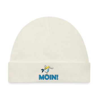 lustige Moin Möwe mit Gräte - Baby Premium Organic Mütze - Naturweiß - Vorne