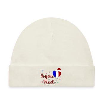 Joyeux Noel Weihnachten Frankreich Flagge - Baby Premium Organic Mütze - Naturweiß - Vorne