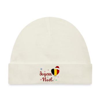 Joyeux Noel Weihnachten Belgien Flagge - Baby Premium Organic Mütze - Naturweiß - Vorne