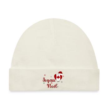 Joyeux Noel Kanada Flagge Herz - Baby Premium Organic Mütze - Naturweiß - Vorne