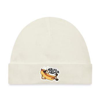 Serial Chiller Sarkastic Hot Dog Design - Baby Premium Organic Mütze - Naturweiß - Vorne