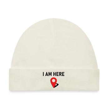 I am here 📍 - Baby Premium Organic Mütze - Naturweiß - Vorne
