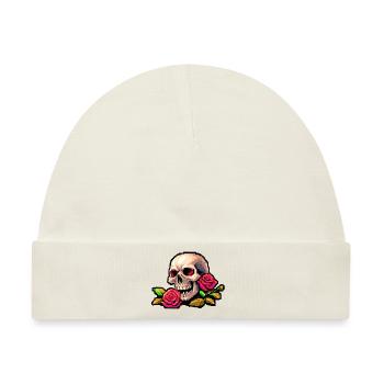 8Bit Skull - Red eyes - Baby Premium Organic Mütze - Naturweiß - Vorne