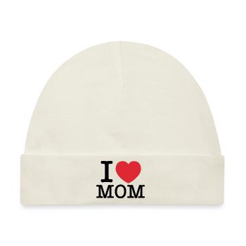 Ich liebe Mama | Mama | Ich Herz-Mama - Baby Premium Organic Mütze - Naturweiß - Vorne