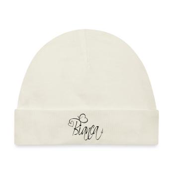 Bianca Name Vorname Mädchen Kalligrafie Dekor - Baby Premium Organic Mütze - Naturweiß - Vorne