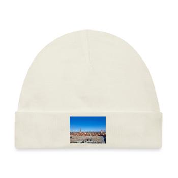 Rostocker Skyline und Altstadt hinter dem Rathaus - Baby Premium Organic Mütze - Naturweiß - Vorne