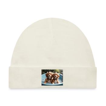 Hunde beim Baden - Baby Premium Organic Mütze - Naturweiß - Vorne