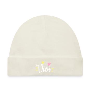 Vivi Name Krone - Baby Premium Organic Mütze - Naturweiß - Vorne