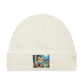 Niedlicher kleiner Teufel Fuchs Alltag – Spielplatz - Baby Premium Organic Mütze - Naturweiß - Vorne