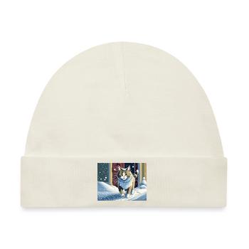 ABC, snow around the kitty ABC, die Katze lief im - Baby Premium Organic Mütze - Naturweiß - Vorne