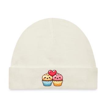 Muffin Paar Liebe Herz Valentinstag - Baby Premium Organic Mütze - Naturweiß - Vorne