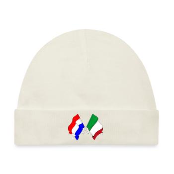 Flagge der Niederlande und Flagge Italien - Baby Premium Organic Mütze - Naturweiß - Vorne
