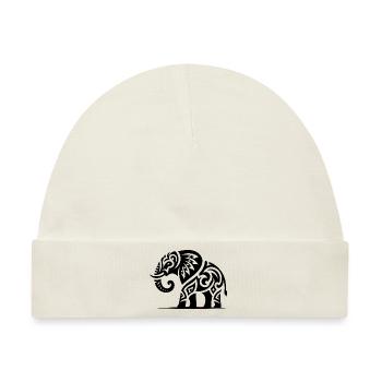 Elefanten Kunst Tattoo mit großen Stoßzähnen - Baby Premium Organic Mütze - Naturweiß - Vorne