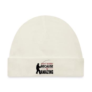 Angler Angelhaken Angelrute Sportfischer - Baby Premium Organic Mütze - Naturweiß - Vorne