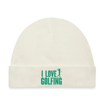 Golf - Golfclub Goldspieler Birdie Elite Luxus - Baby Premium Organic Mütze - Naturweiß - Vorne