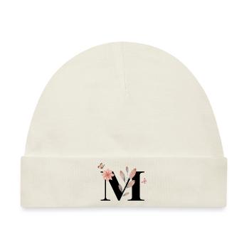 Buchstabe M Wildblumen Aquarelle - Baby Premium Organic Mütze - Naturweiß - Vorne