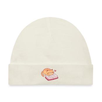 Süße getigerte Katze, die ein Buch liest - Baby Premium Organic Mütze - Naturweiß - Vorne