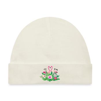 Der Flanschflamingo tropisch - Baby Premium Organic Mütze - Naturweiß - Vorne